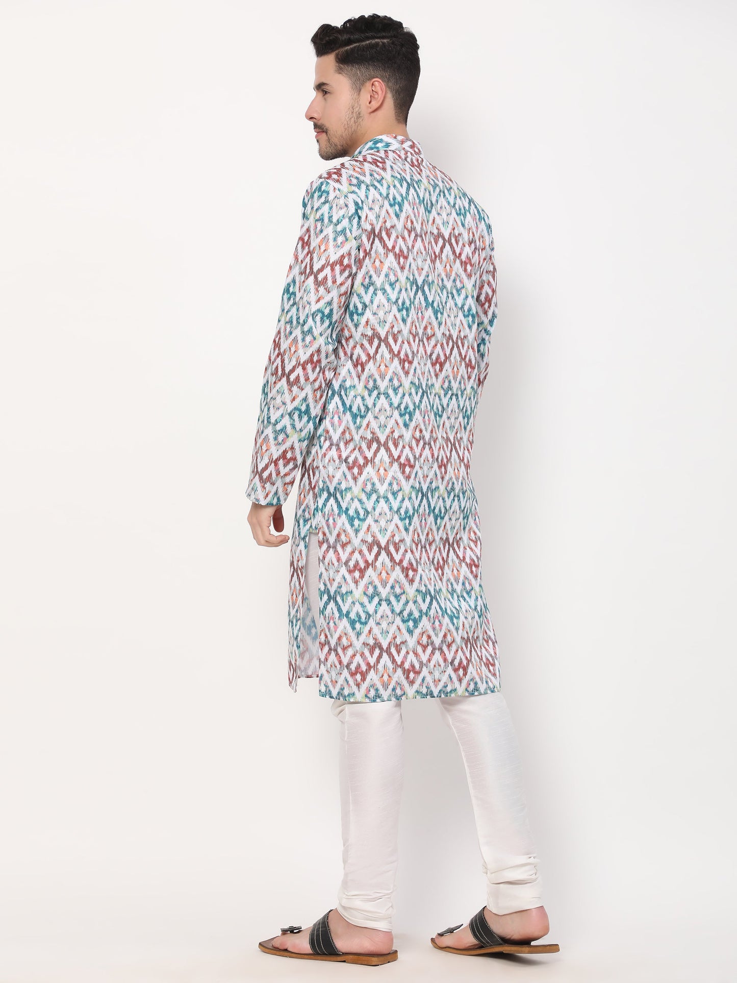 Multicolour Pastel Diamond Pattern Ethnic Kurta