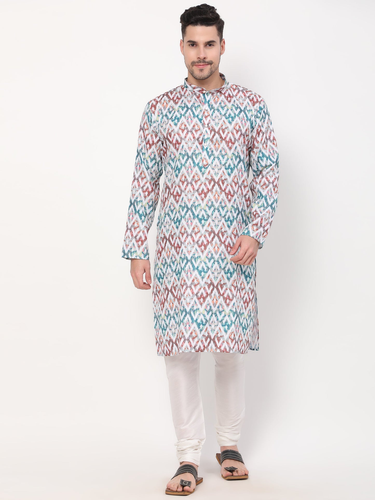 Multicolour Pastel Diamond Pattern Ethnic Kurta