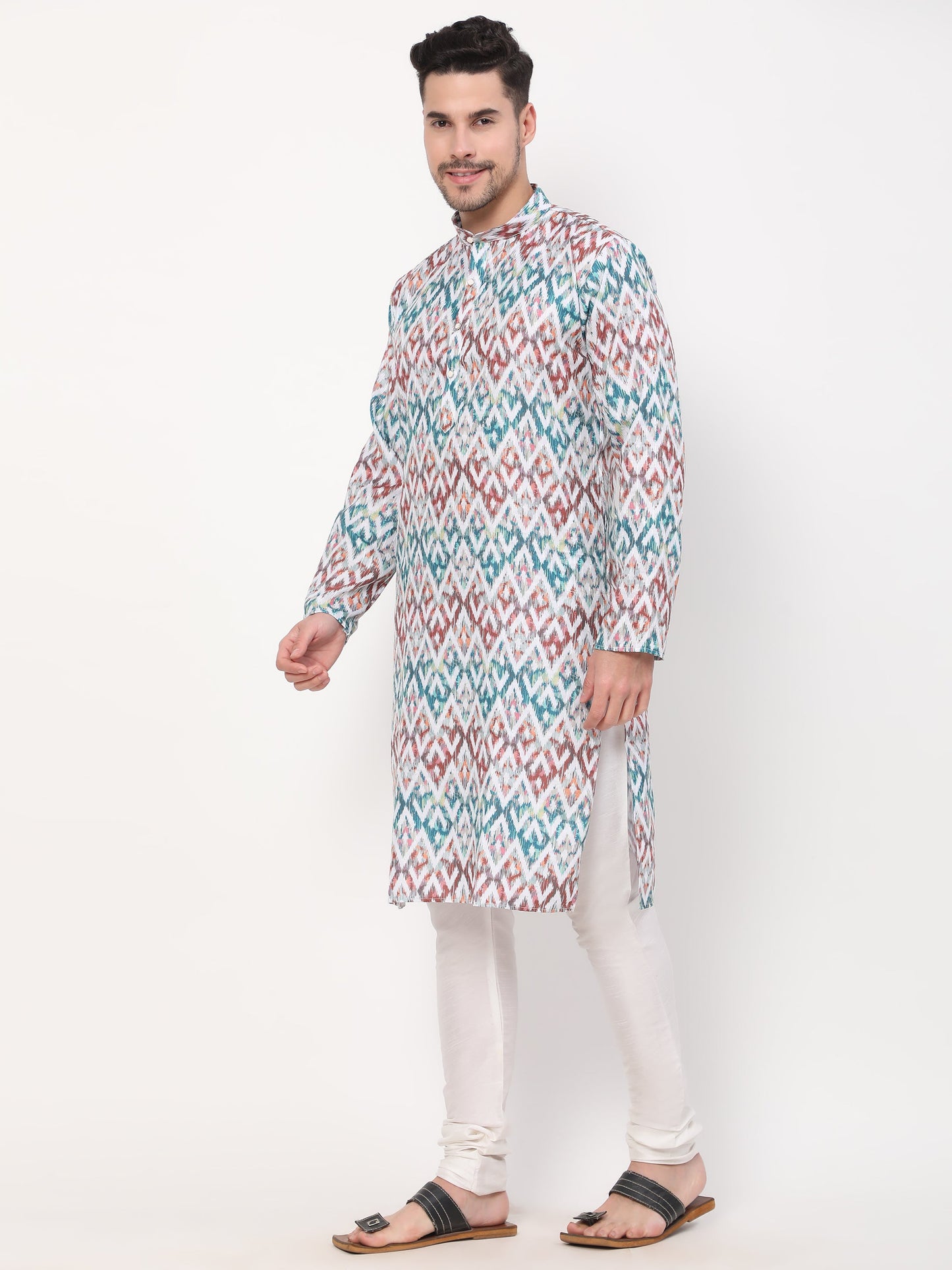 Multicolour Pastel Diamond Pattern Ethnic Kurta