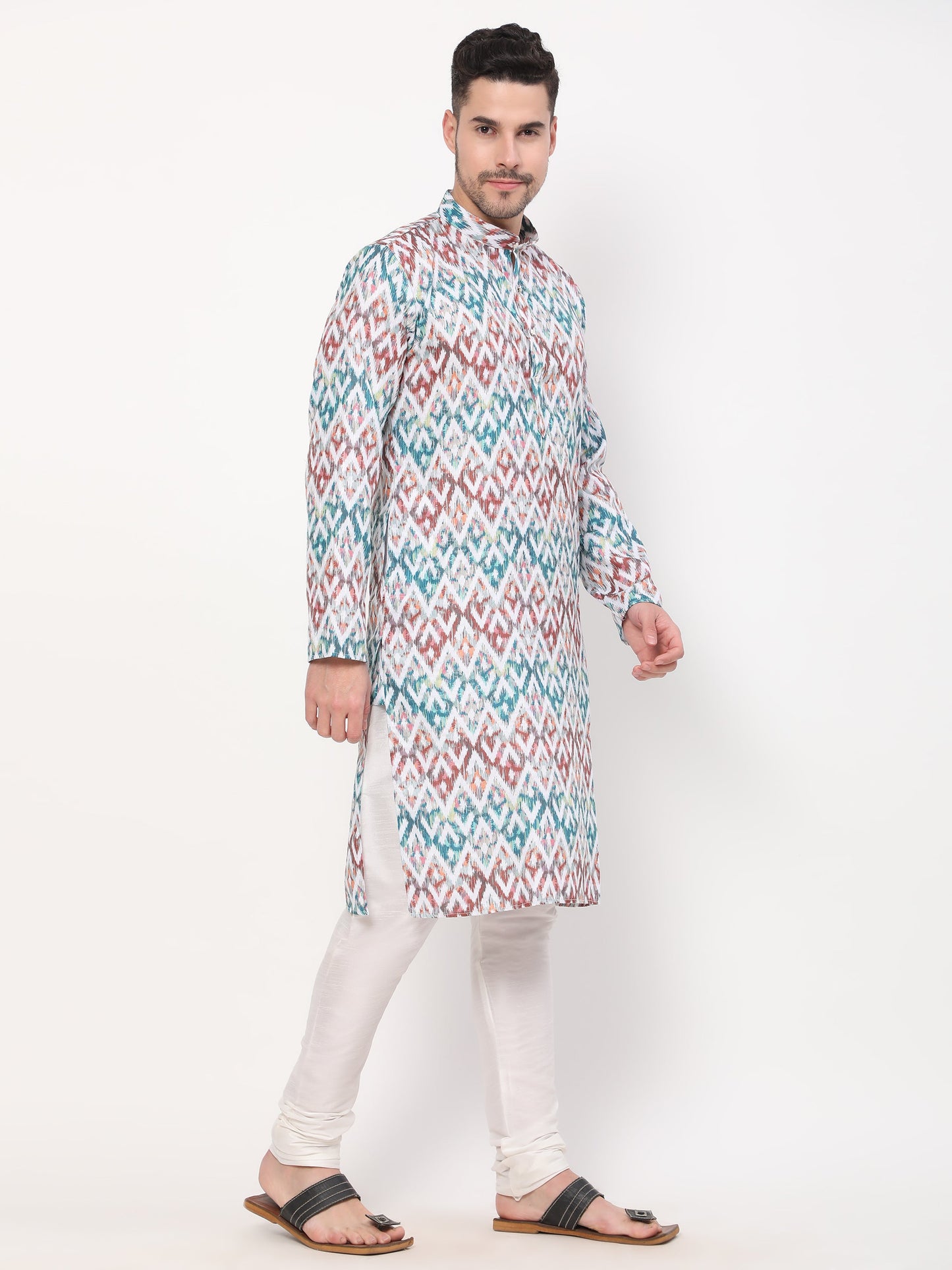 Multicolour Pastel Diamond Pattern Ethnic Kurta