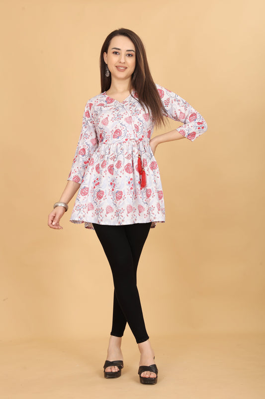 Pink Rayon Fashion Top For Women