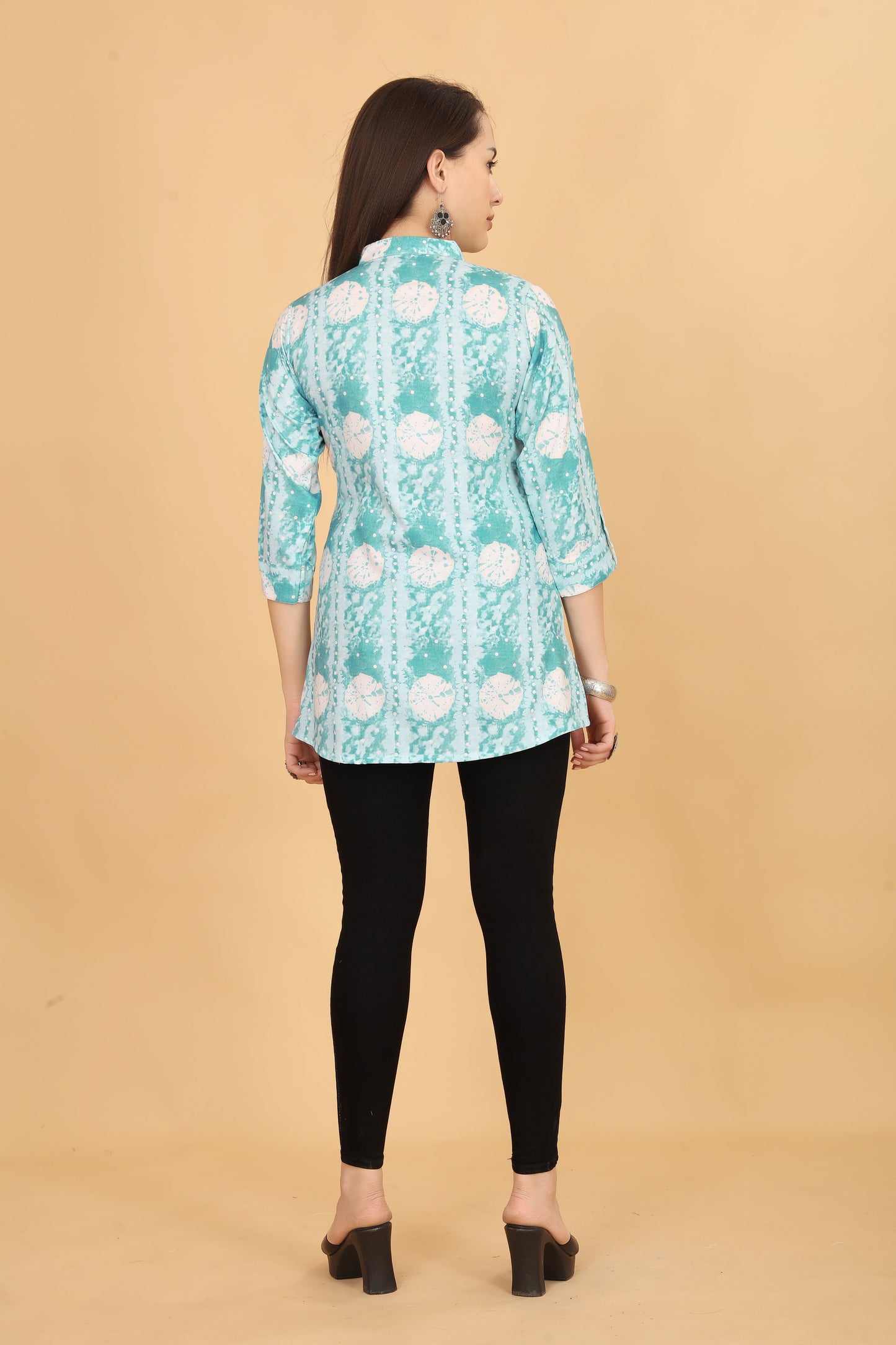 Blue Rayon Short Kurti For Women