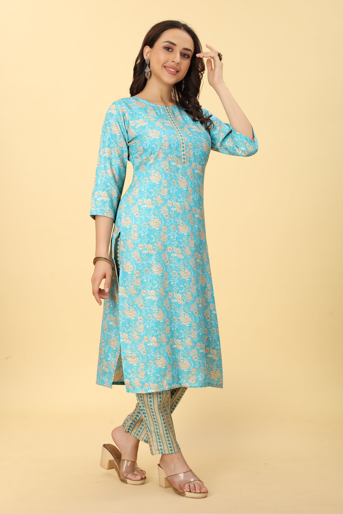 Printed Cotton Kurta Pant Set