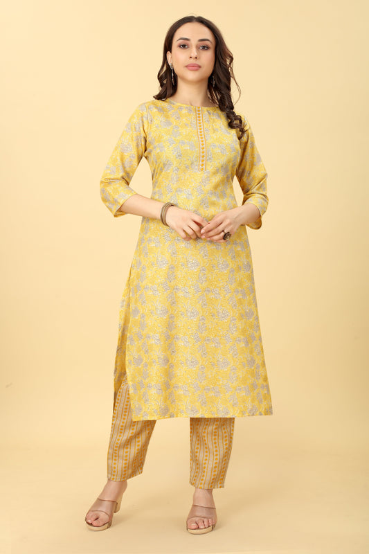 Printed Cotton Kurta Pant Set