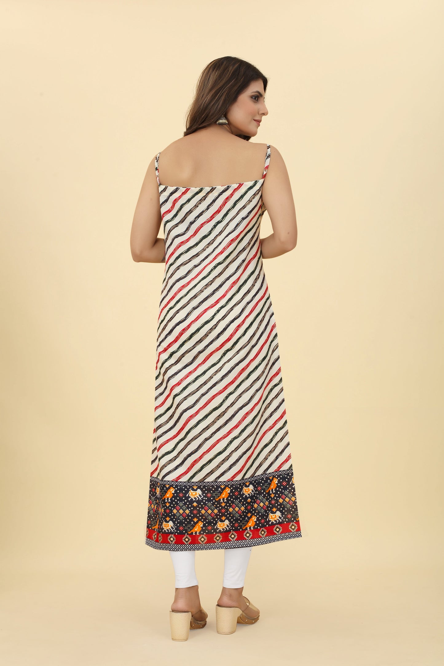 Multicolor Women Printed Cotton Blend Straight Kurta