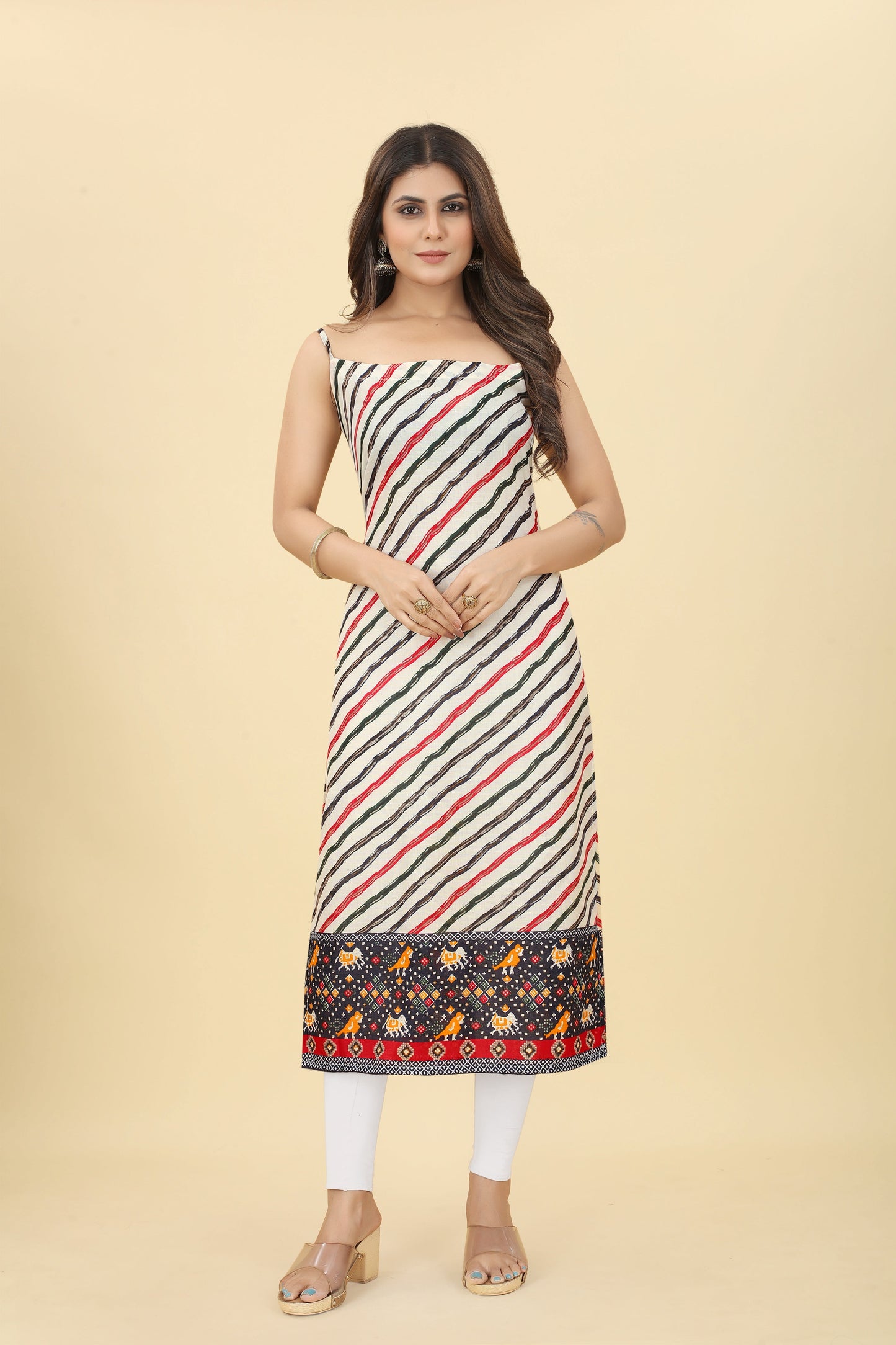 Multicolor Women Printed Cotton Blend Straight Kurta