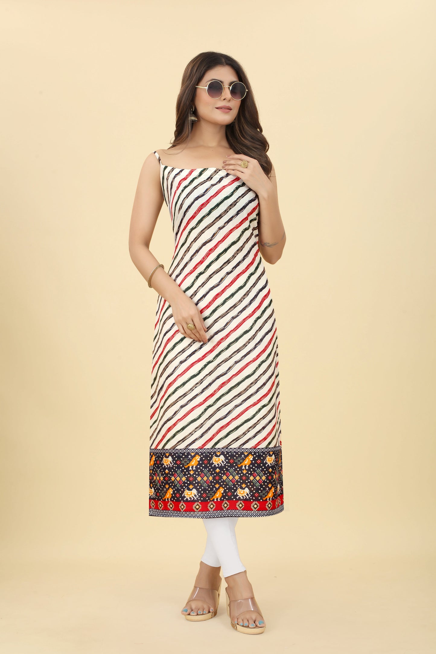 Multicolor Women Printed Cotton Blend Straight Kurta