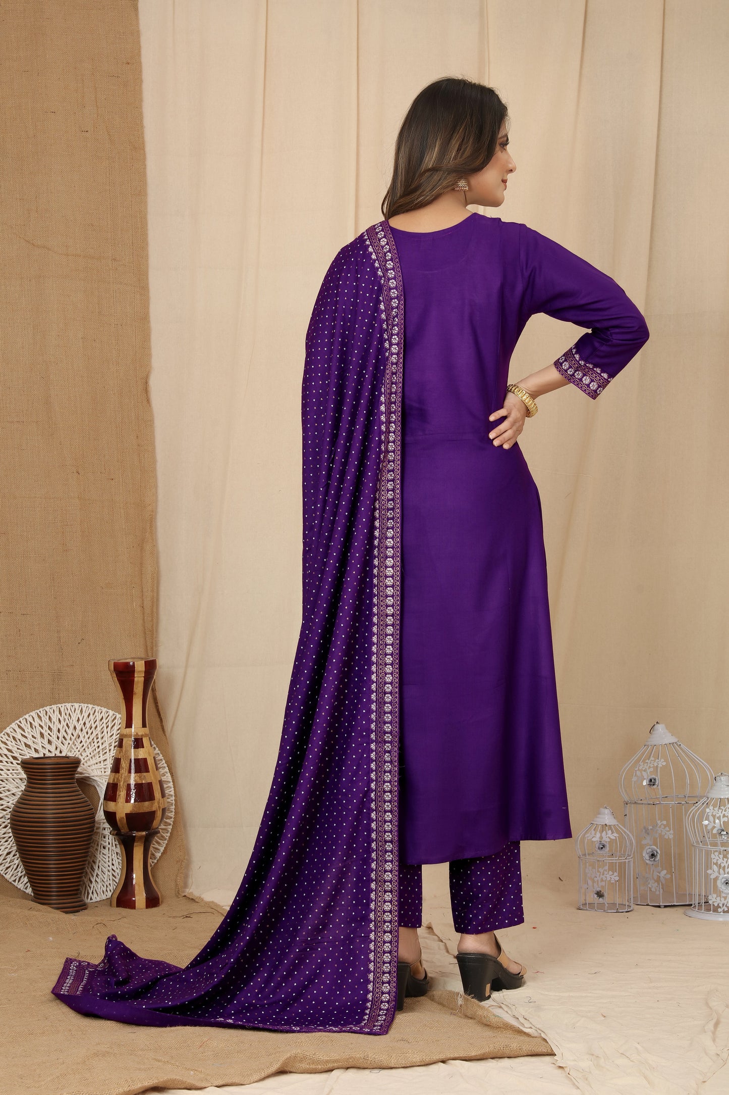 Rayon Embroidered Kurta Pant Set and Dupatta