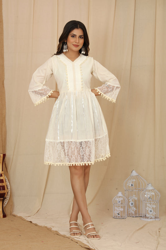 White Summer Breeze Cotton Tunic by Premroop