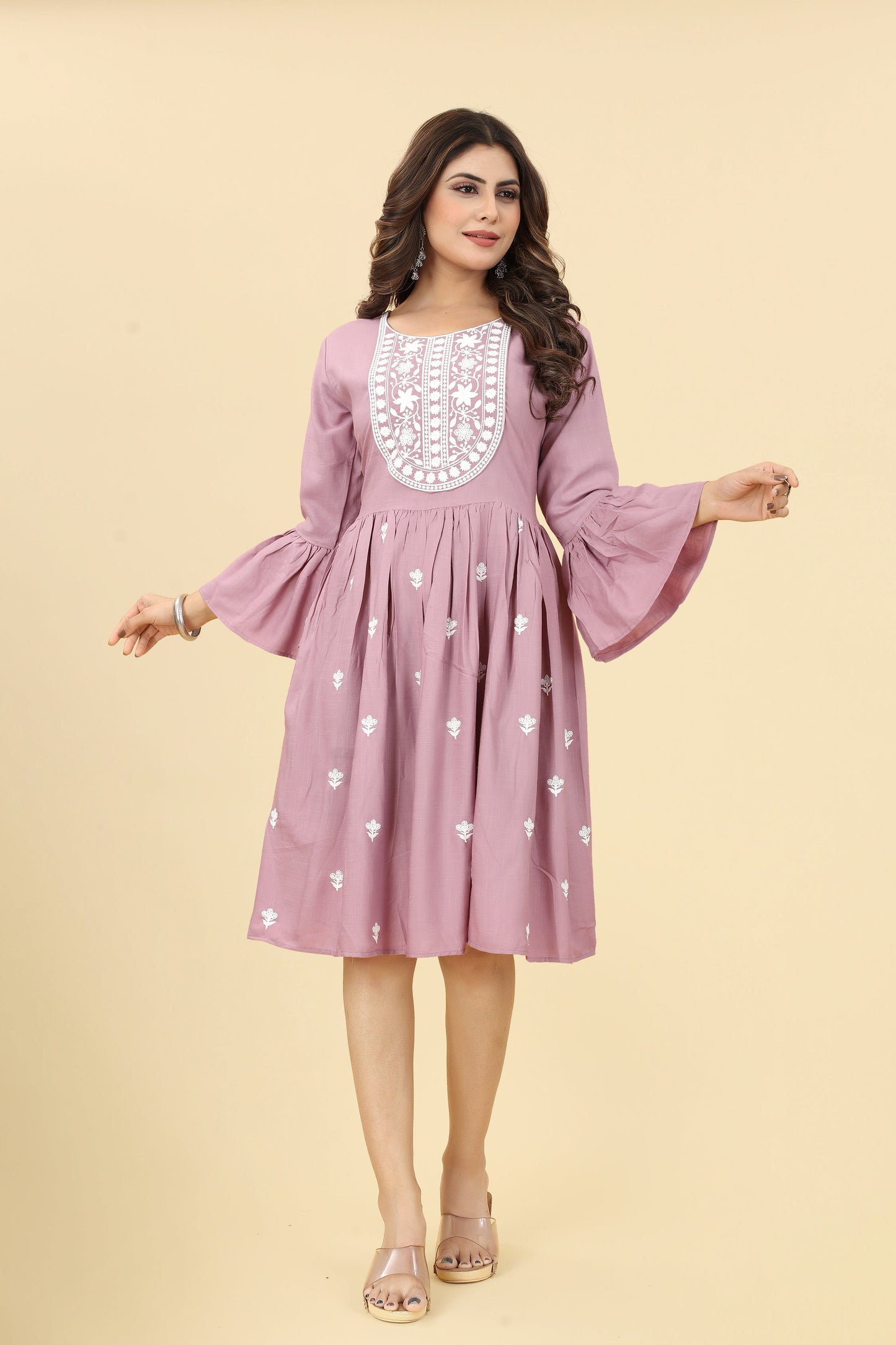 Light Pink Ethnic Thread Work Tunic