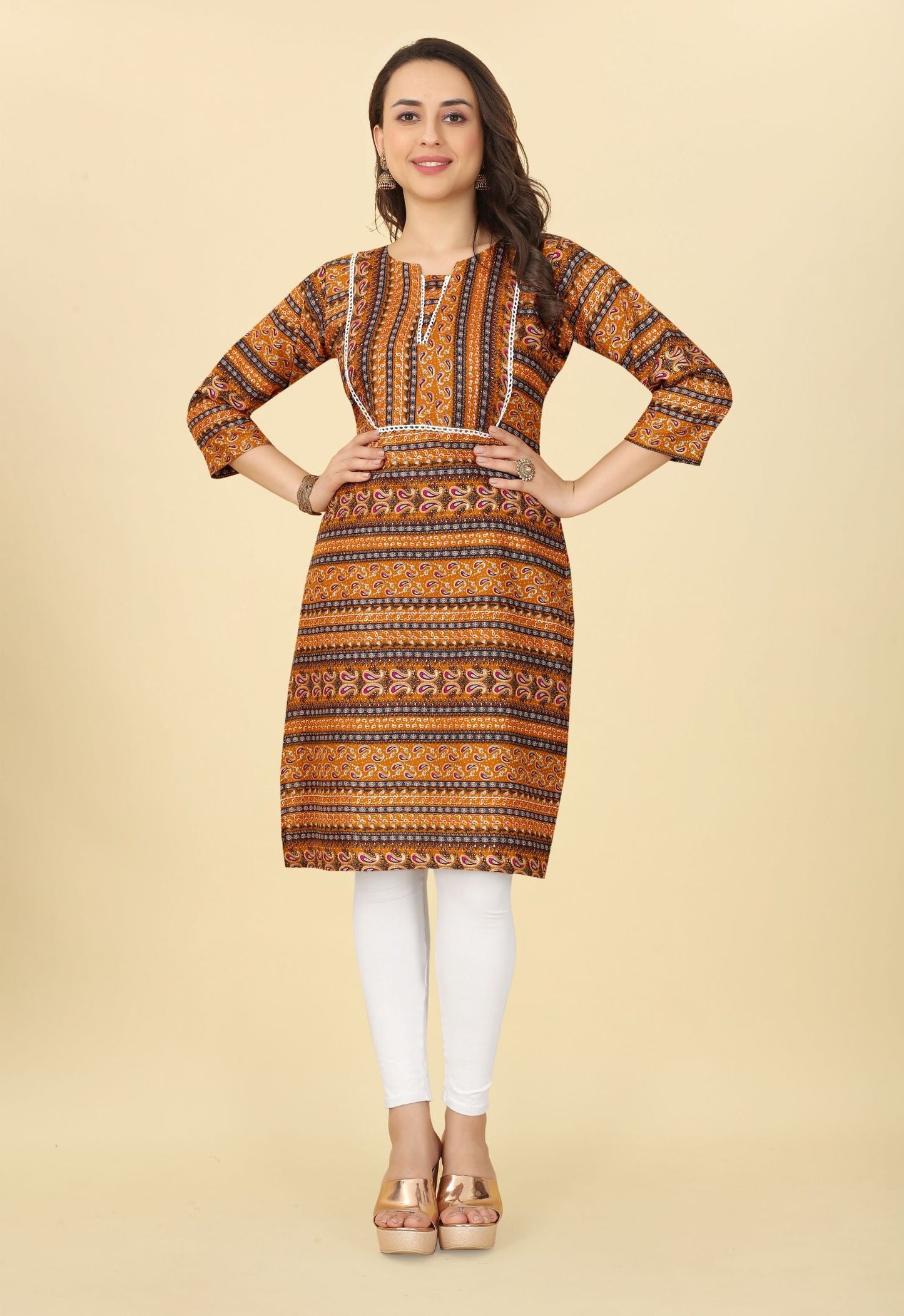 Women Foil Print Straight Kurta