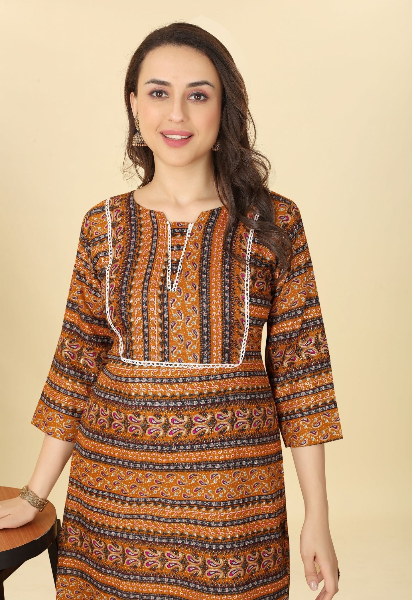 Women Foil Print Straight Kurta