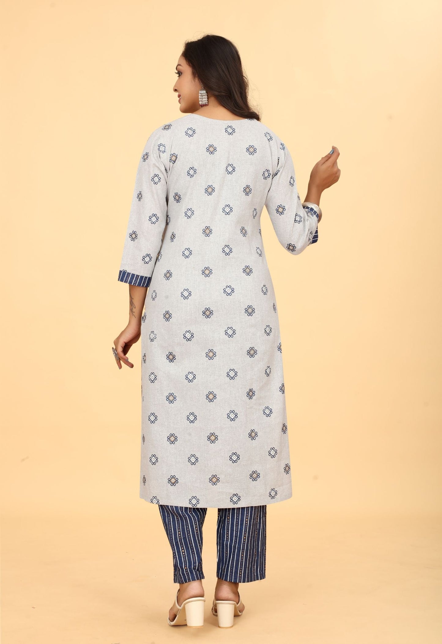 Women Cotton Straight Kurti with Pant Set