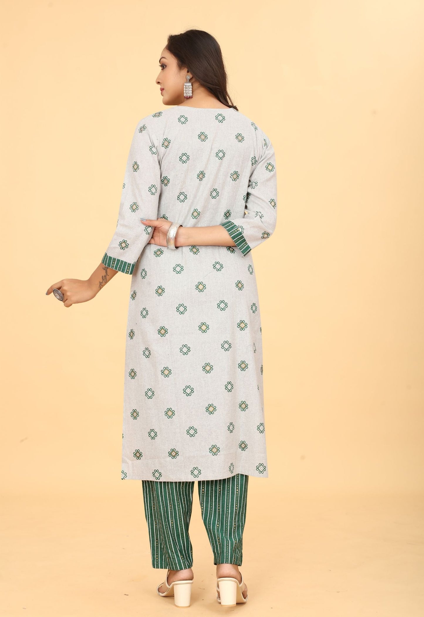 Women Cotton Straight Kurti with Pant Set