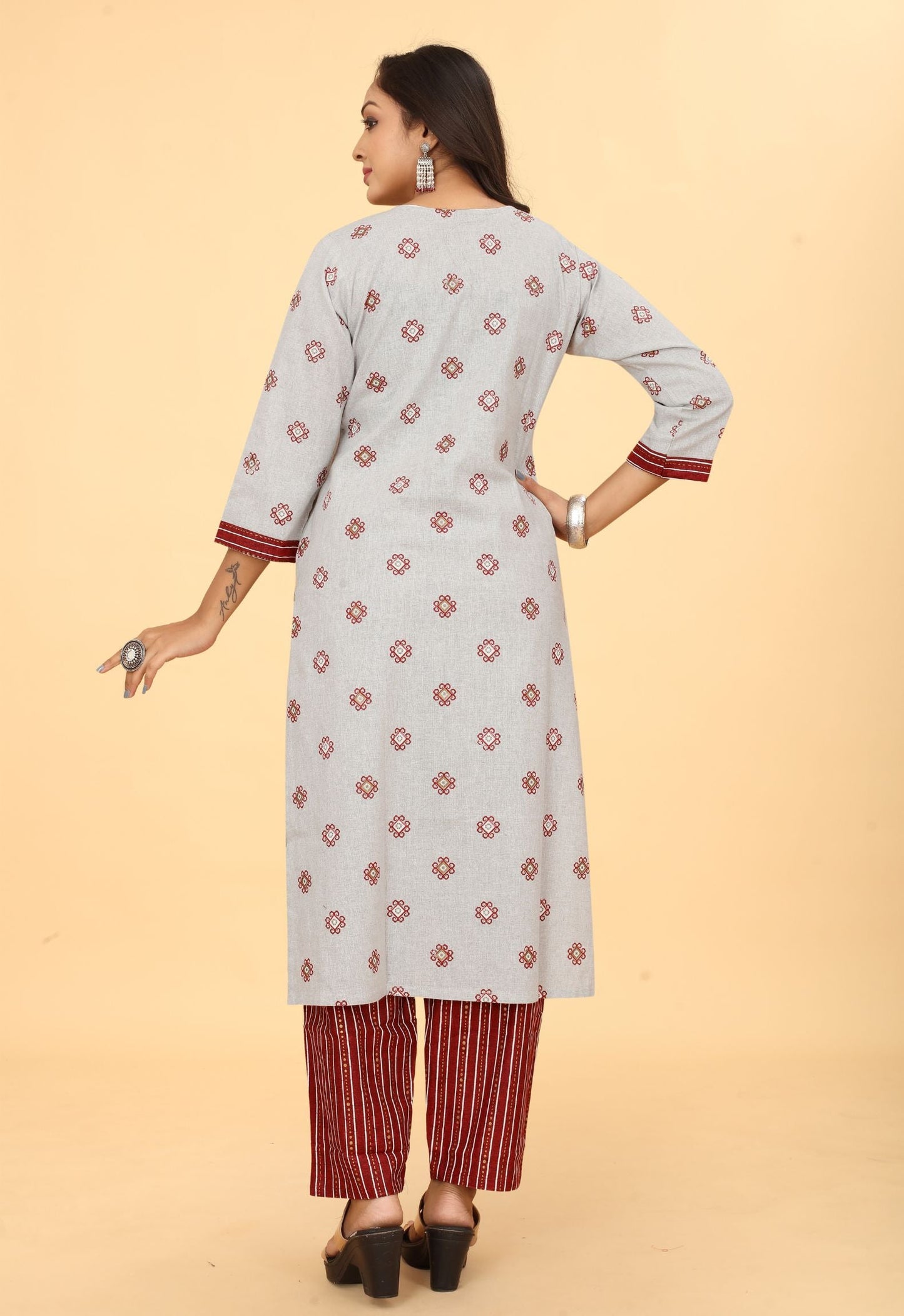 Women Cotton Straight Kurti with Pant Set