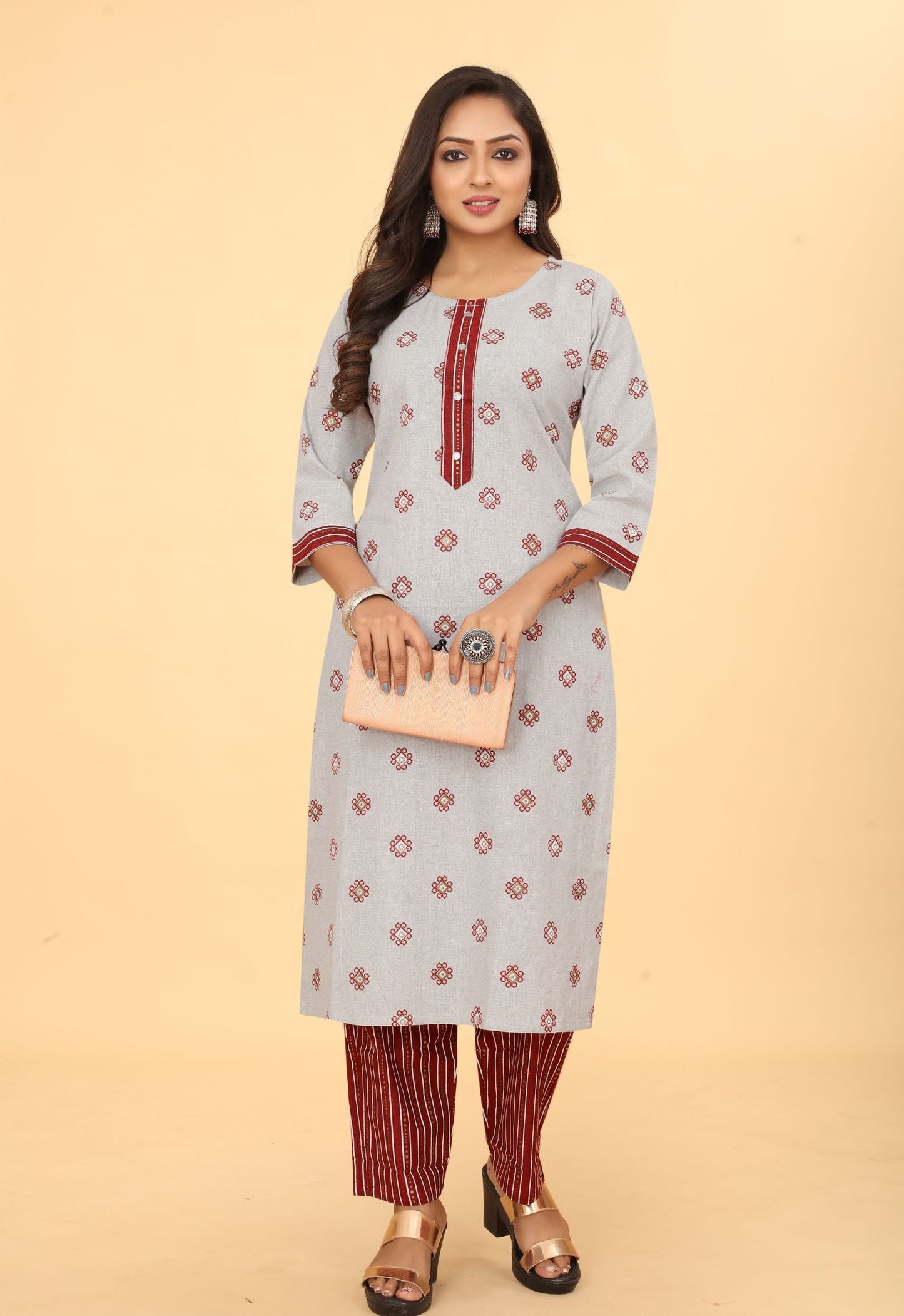 Women Cotton Straight Kurti with Pant Set