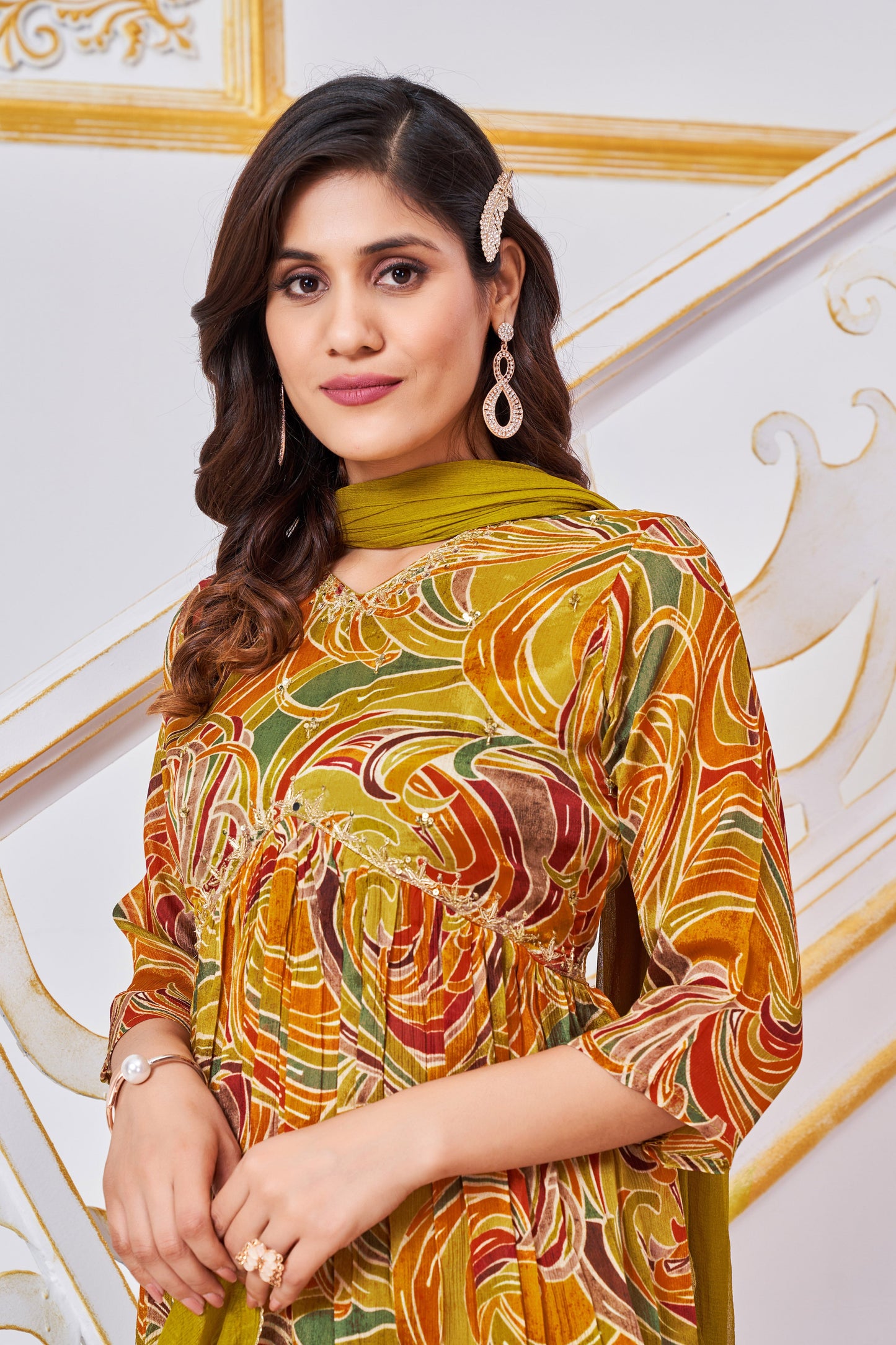 Mustard Aliya Cut Hand Work Suits For Women