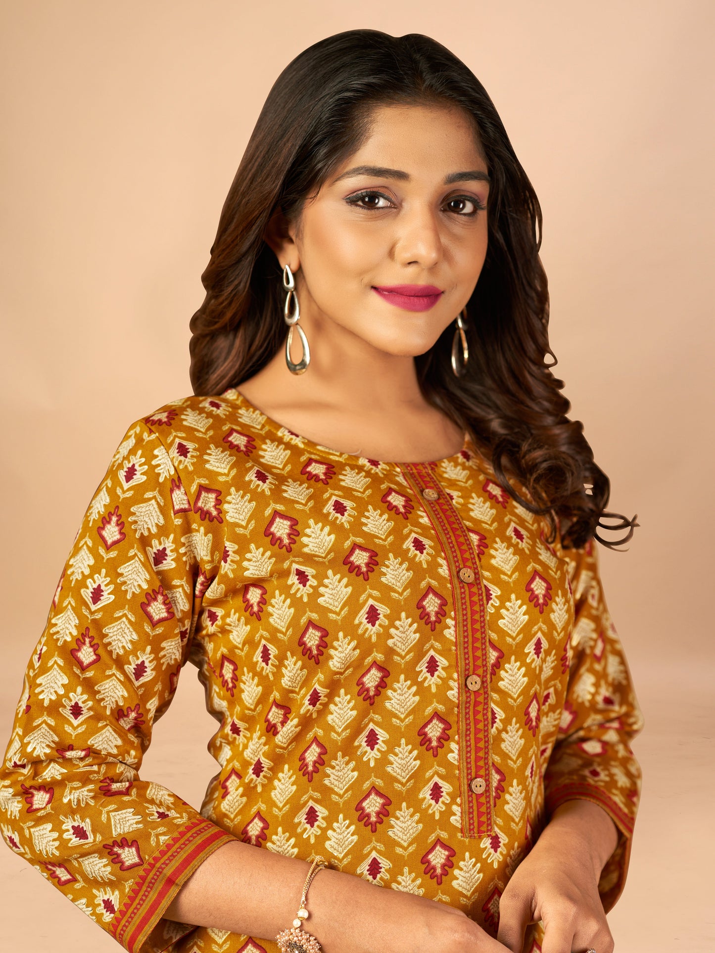 Yellow Cotton Kurti Pant Sets